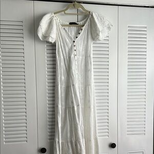 Elegant White Button-Down Dress